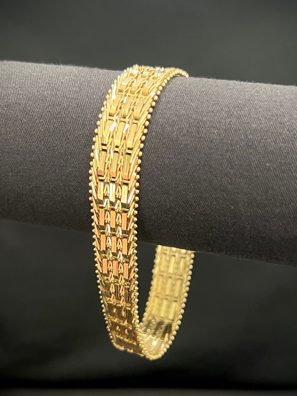 14K Imperial Gold Vintage 8in 13mm wide 26g Mirror-Bar Link bracelet Women/Men - Picture 1 of 13